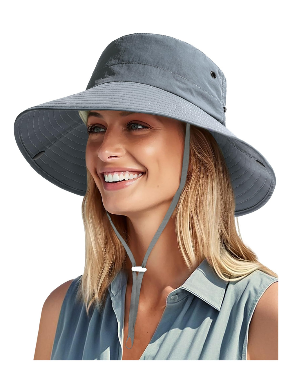 Sun Hats for Women Ponytail Wide Brim Summer Packable Cowboy | Blue | Size OS